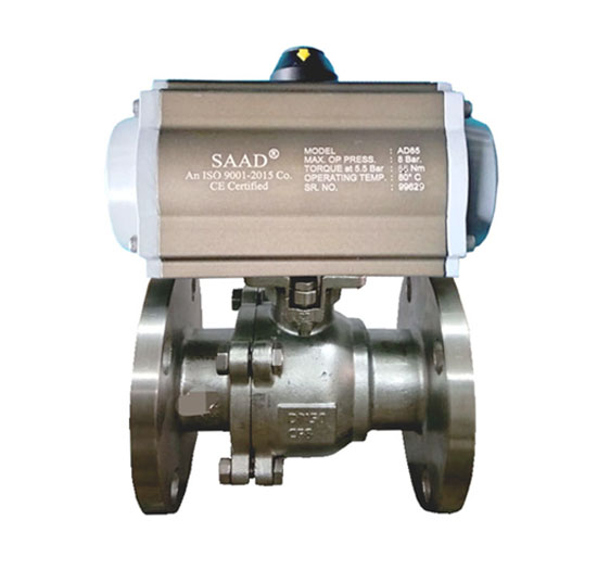 Pneumatic Actuator Operated Two Piece Design Ball Valve Flanged End 